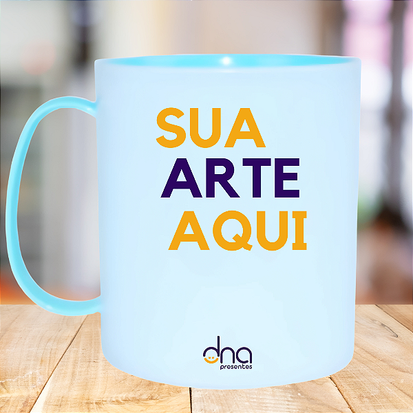 Caneca Personalizada de Polímero Alça e Interior Verde Tiffany "Sua Arte Aqui"