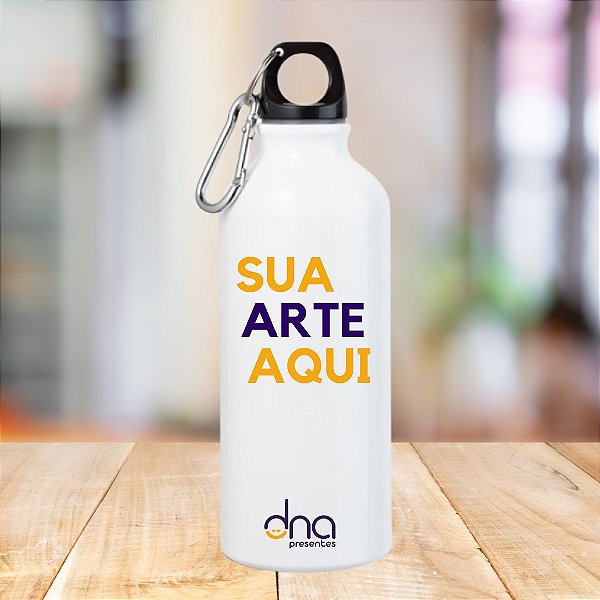 Garrafa de Alumínio Branca com Tampa Mosquete 500ml Personalizada "Sua Arte Aqui"
