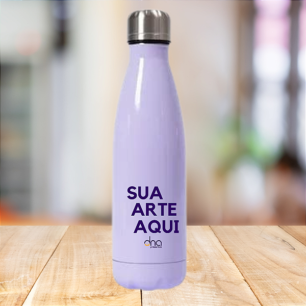 Garrafa Cola Térmica Lilás 500ml Personalizada "Sua Arte Aqui"