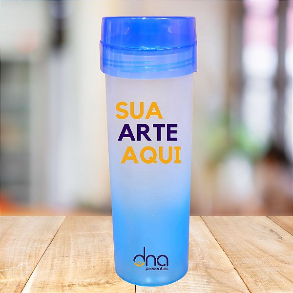 Squeeze Degradê Acqua Bio Azul Personalizada "Sua Arte Aqui"