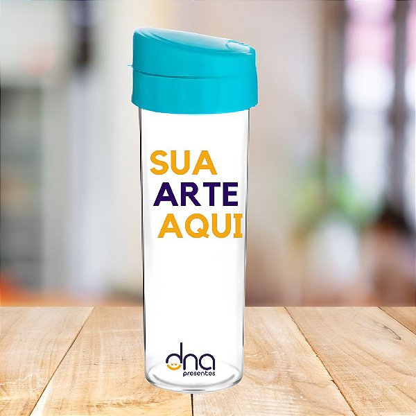 Squeeze Transparente Acqua Bio Tampa Verde Tiffany Personalizada "Sua Arte Aqui"