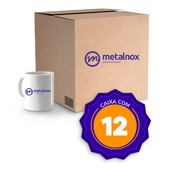 Caneca Cerâmica 325ml Branca Metalnox Sublimação - Caixa c/12 unidades