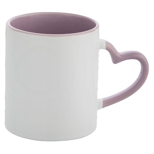 Caneca Cerâmica com Alça Coração Interior Lilás 325ml JKB