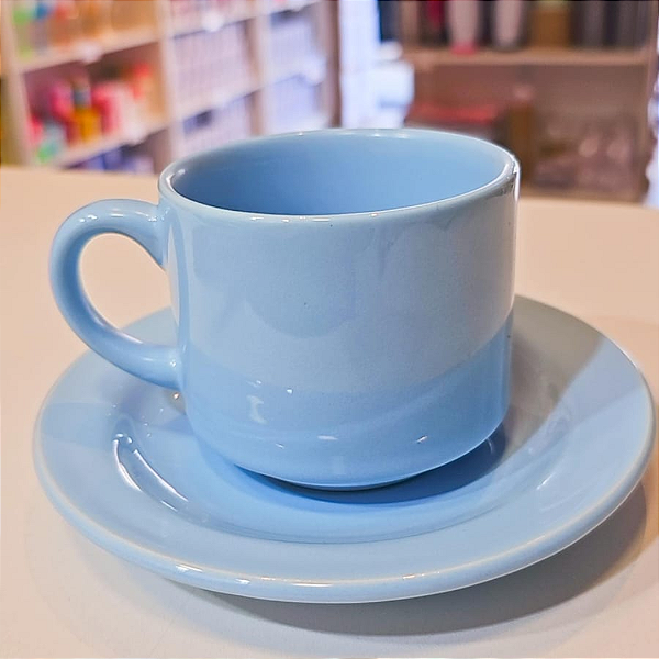 Xícara Azul Brilho 180ml com Pires