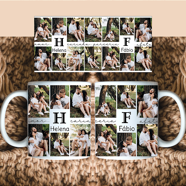 Caneca Personalizada 14 Fotos com nome