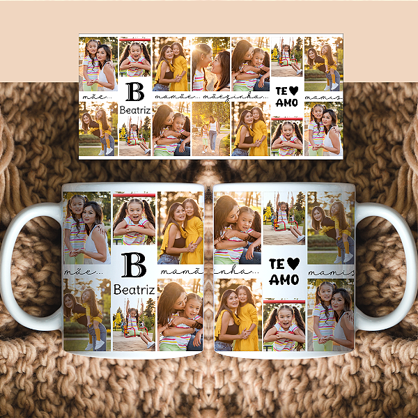 Caneca Personalizada 14 Fotos com Escrita para Mãe