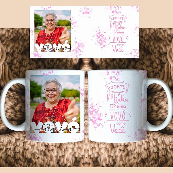 Caneca Personalizada 1 Foto Vovó cor rosa