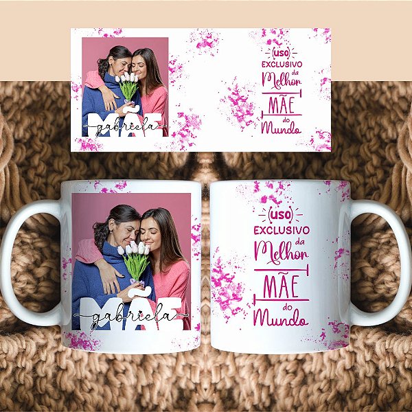 Caneca Personalizada 1 Foto Mãe cor pink