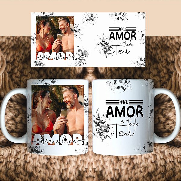 Caneca Personalizada 1 Foto Amor cor preta