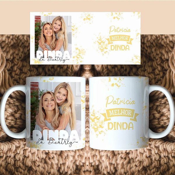 Caneca Personalizada 1 Foto Dinda cor amarela