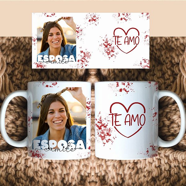 Caneca Personalizada 1 Foto Esposa cor vermelha