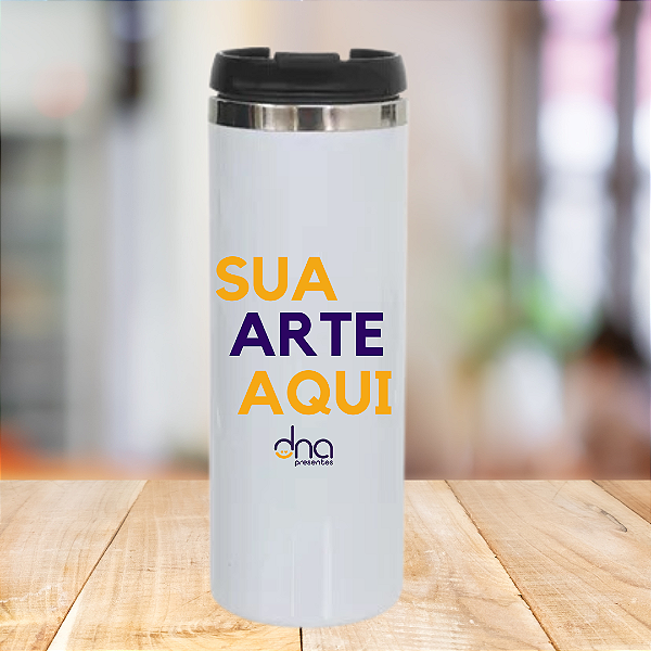 Copo Térmico de Inox 330ml Branco Personalizada "Sua Arte Aqui"