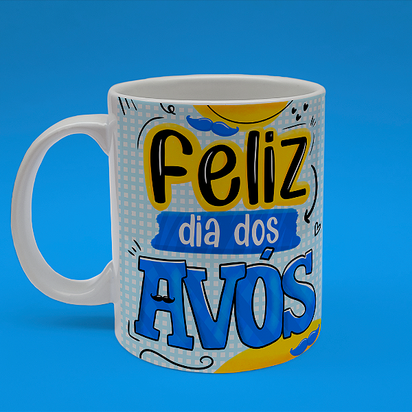 Caneca Personalizada Feliz dia dos Avós - Azul