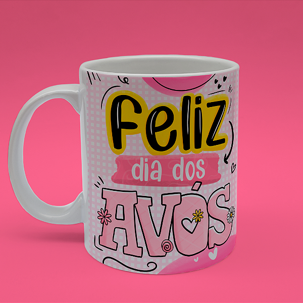 Caneca Personalizada Feliz dia dos Avós - Rosa