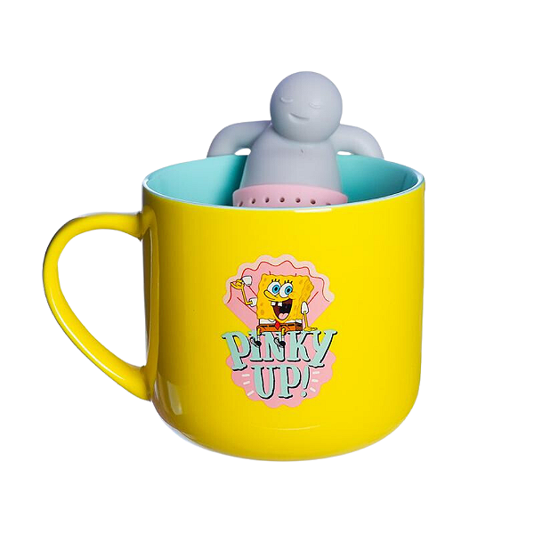 Caneca 350ml com Infusor para Chá Bob Esponja Pink UP
