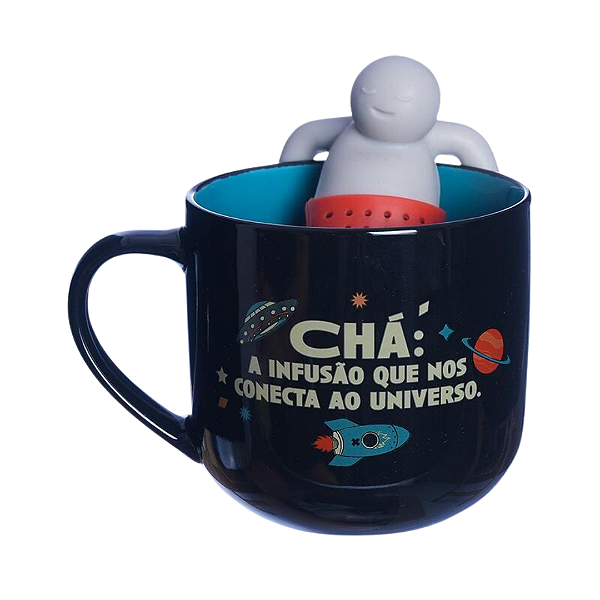 Caneca 350ml com Infusor para Chá Astronauta