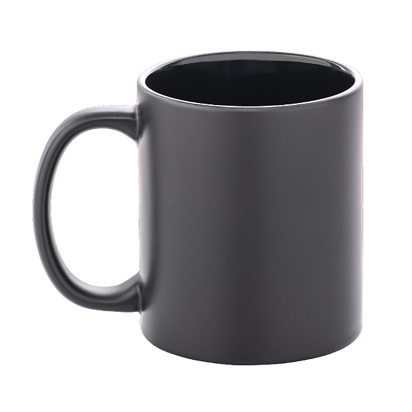 Caneca Cerâmica 325ml Mágica Interno Preta Preta Fosca JKB