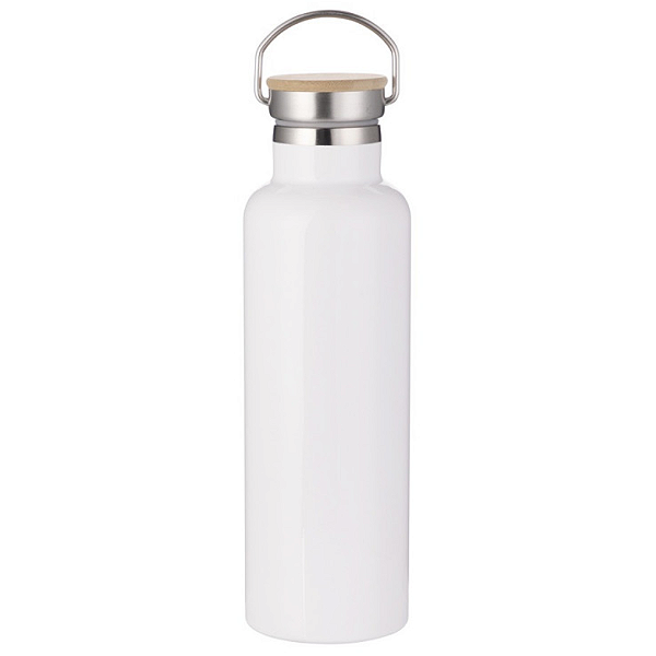 Garrafa Térmica de Aço Inox com Tampa de Bambu 500ml