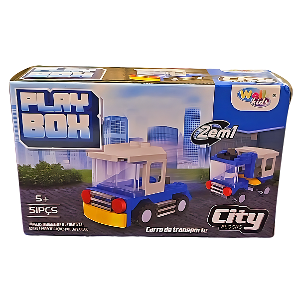 Blocos de Montar 51 Peças  - 2 em 1 - Carro de Transporte