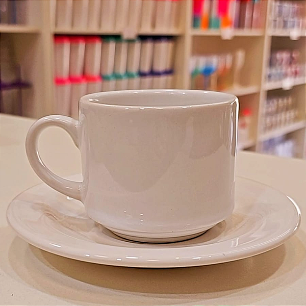 Xícara Branca Brilho 180ml com Pires
