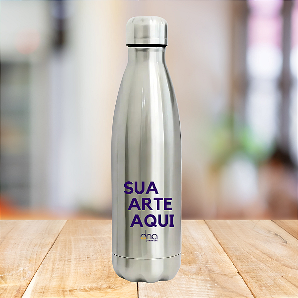 Garrafa Cola Térmica Verde Prata 500ml Personalizada "Sua Arte Aqui"