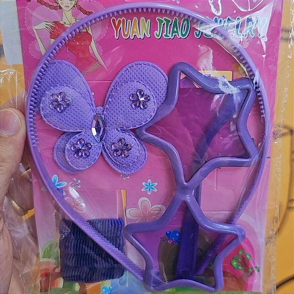 Kit Tiara, Laço e Óculos Infantil - Roxa