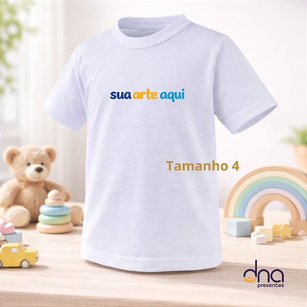 Camiseta Personalizada Branca Infantil Poliéster - Tamanho 4