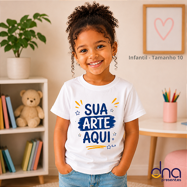 Camiseta Branca Poliéster Infantil - Tamanho 10 - Sua Arte Aqui