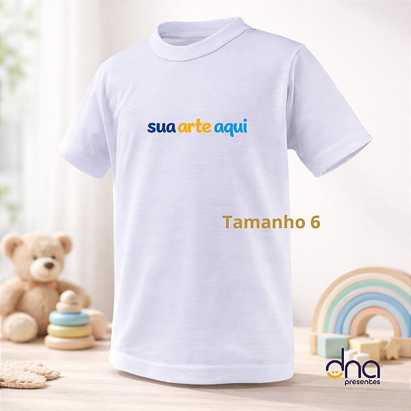 Camiseta Personalizada Branca Infantil Poliéster - Tamanho 6