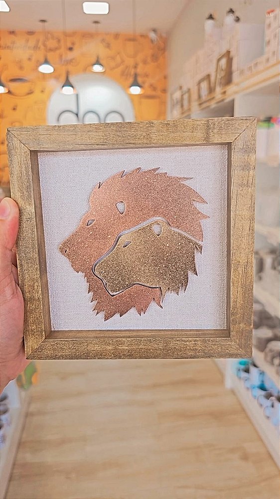 Quadro Rustico Leão 15x15