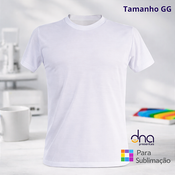 Camiseta Tradicional Branca Comfort Adulto Poliester GG - Para Sublimação