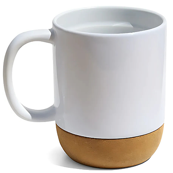 Caneca Cerâmica Branca Base em Cortiça para Sublimação 400ml - Live
