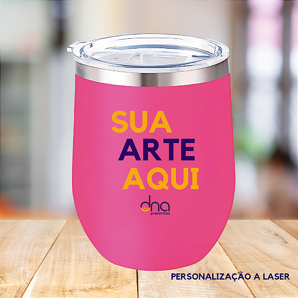 Copo Térmico Cuia - (Sua Arte Aqui) - Rosa choque