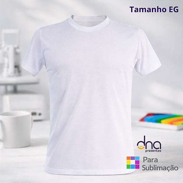Camiseta Tradicional Branca Comfort Adulto Poliester EG - Para Sublimação