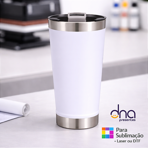 Copo Térmico com Abridor 473ml - Cor Branca