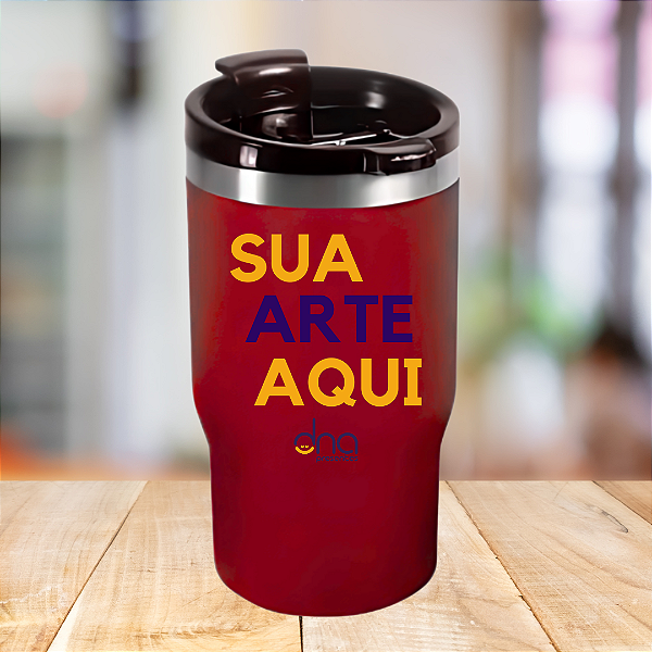 Copo Térmico com 2 Tampas 420ml - ( Sua Arte Aqui) - Vermelho
