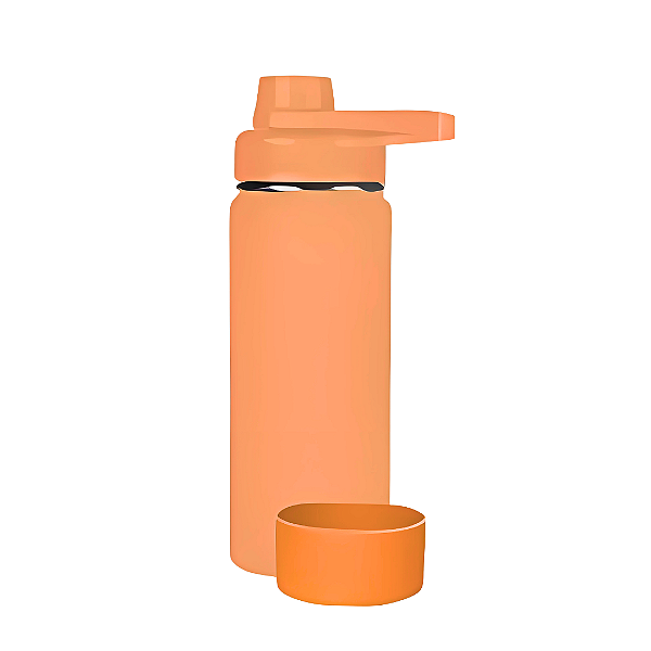 Garrafa Térmica Inox 800ml + Base De Silicone - Laranja