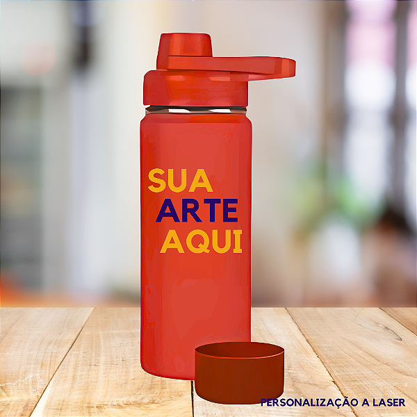 Garrafa Térmica Inox 800ml + Base De Silicone - (sua arte aqui) - Vermelho