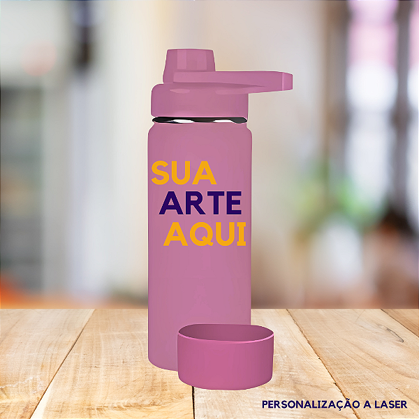 Garrafa Térmica Inox 800ml + Base De Silicone - (sua arte aqui) - Violeta