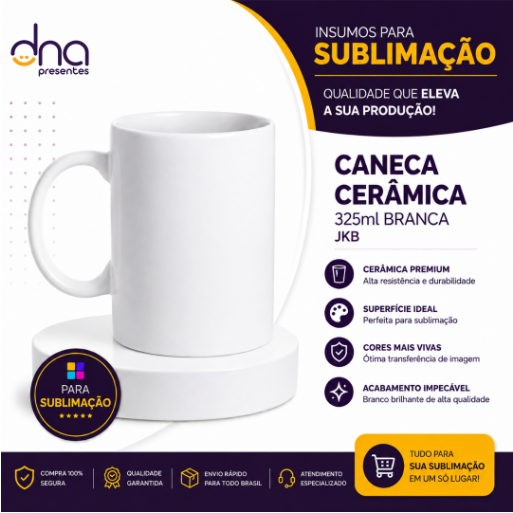 Caneca Cerâmica 325ml Branca JKB