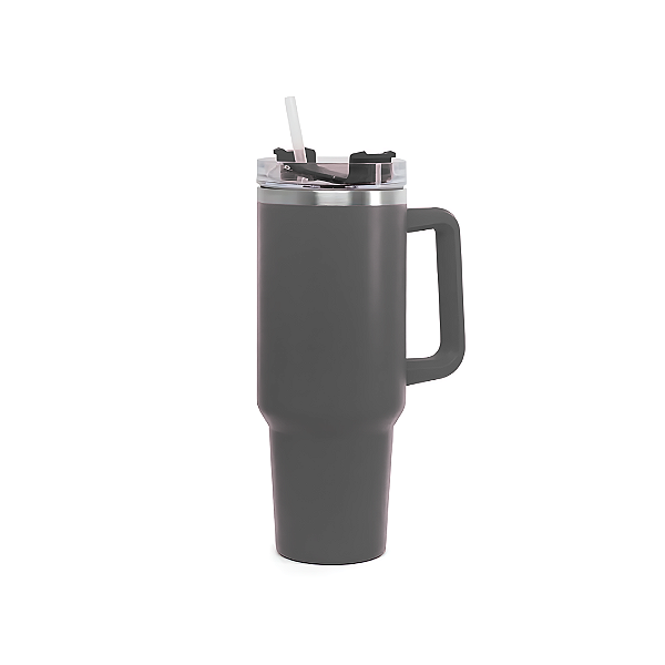 Copo Térmico com Tampa em Acrílico e Canudo - 1200ml - Preto