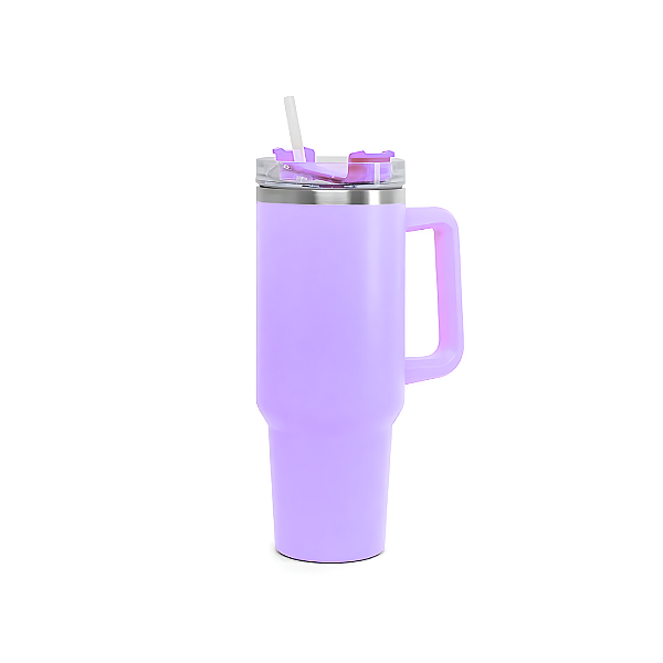 Copo Térmico com Tampa em Acrílico e Canudo - 1200ml - Lilás