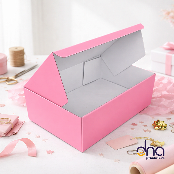 Caixa de Papelão A 9cm x L 27cm x C 18cm - Rosa