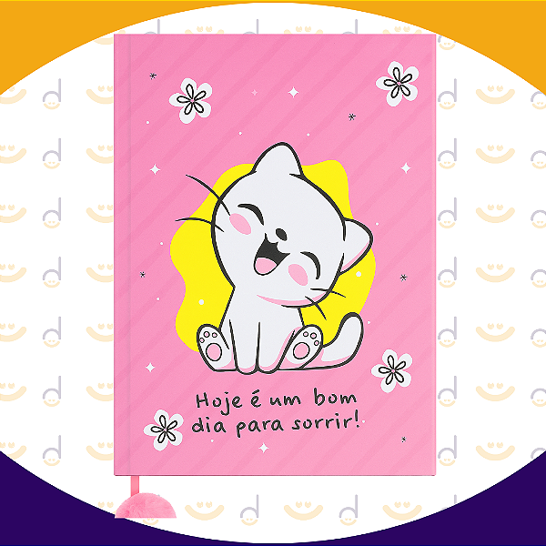 Caderneta para Anotações com Pompom 20x14cm - Hoje é um bom dia para Sorrir