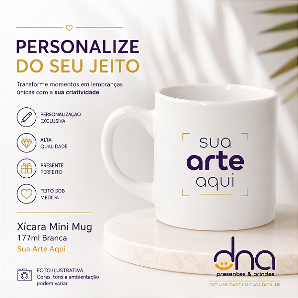 Xícara Mini Mug 177ml Branca - Sua Arte Aqui