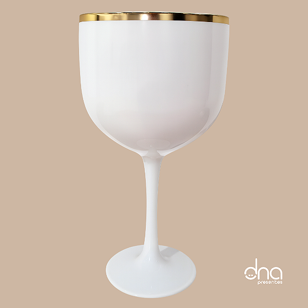 Taça Gin Branca com Borda Dourada 500ml