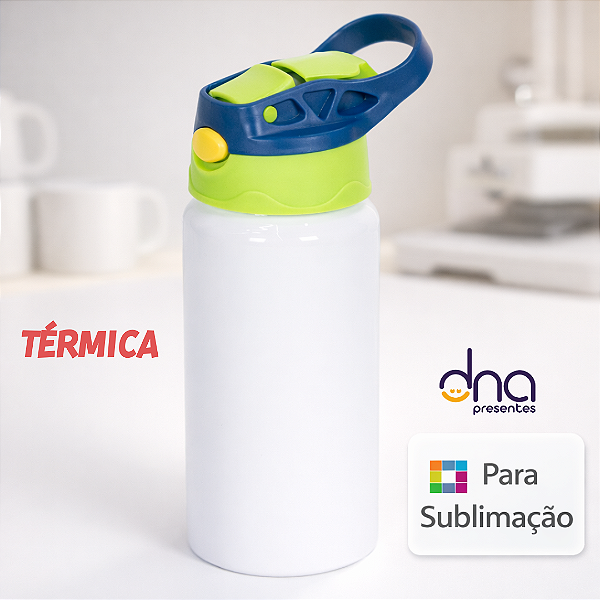 Garrafa Kids Térmica Tampa Verde e Azul 500ml - Para Sublimação
