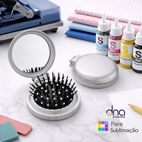 Mini Escova Com Espelho - Para Sublimação