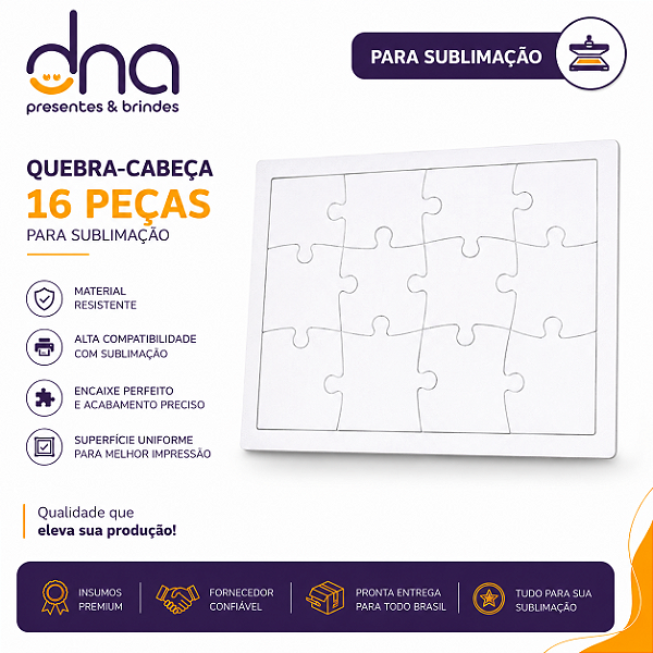 Quebra Cabeça 16 peças - Para Sublimação