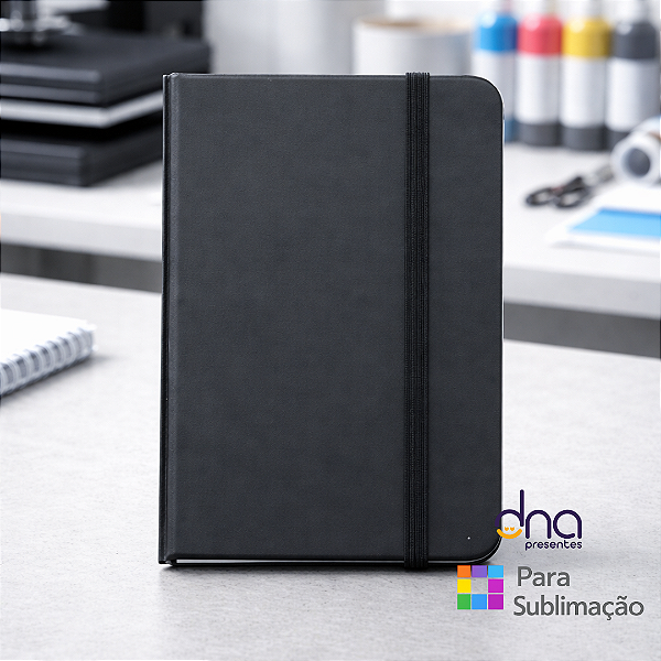 Caderneta Tipo Moleskine Sem Pauta 9cm x14cm - Cor Preta